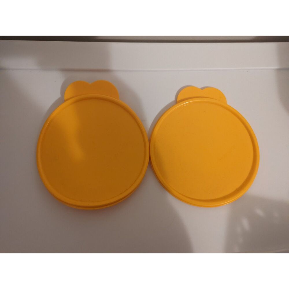 Tupperware‎ 2541D Butterfly Tab 6.5" Lid Orange Set of 2